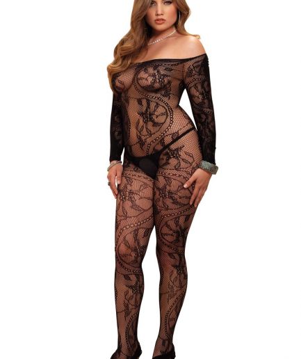 Spiral Lace Bodystocking Plus Size