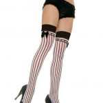 Pin Stripe Stockings W/Bow