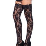 Rose Lace Thigh Highs W/Lace Top